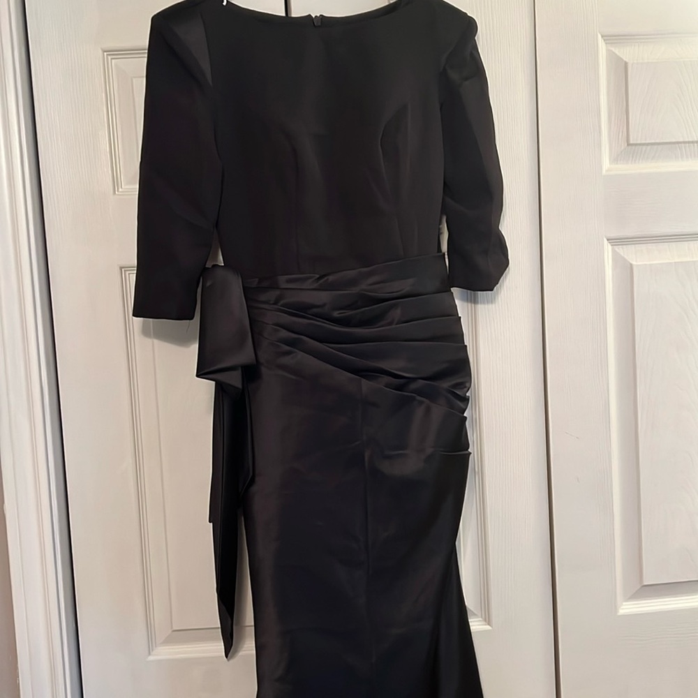 Black Satin and crepe long gown size 4